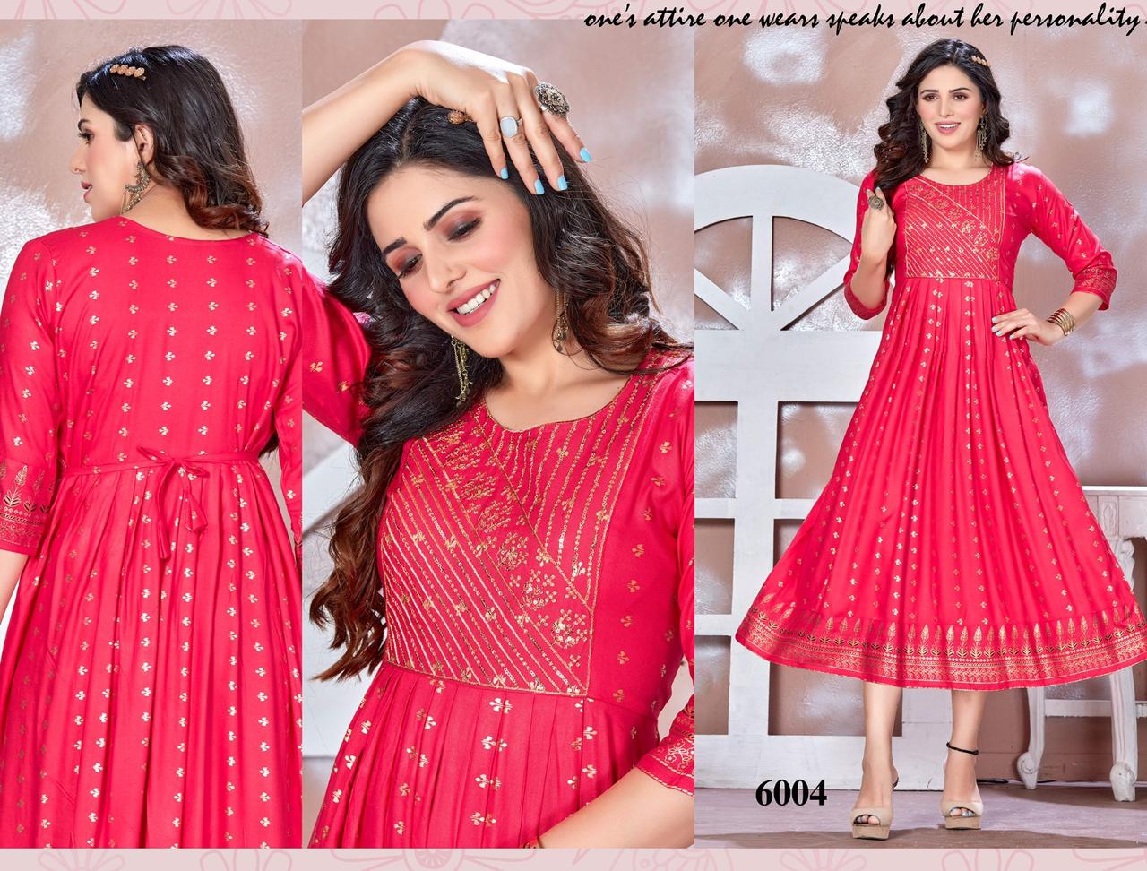 Golden Be Rich 2 Printed Rayon Anarkali Kurtis Catalog
